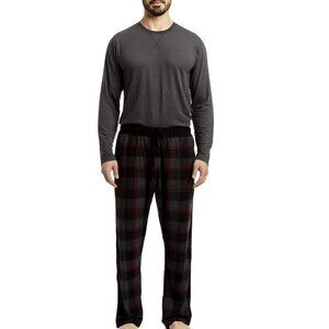 RAINFOREST MEN'S GRAY BLACK RED 2PC LOUNGEWEAR SET SIZE SMALL NWT